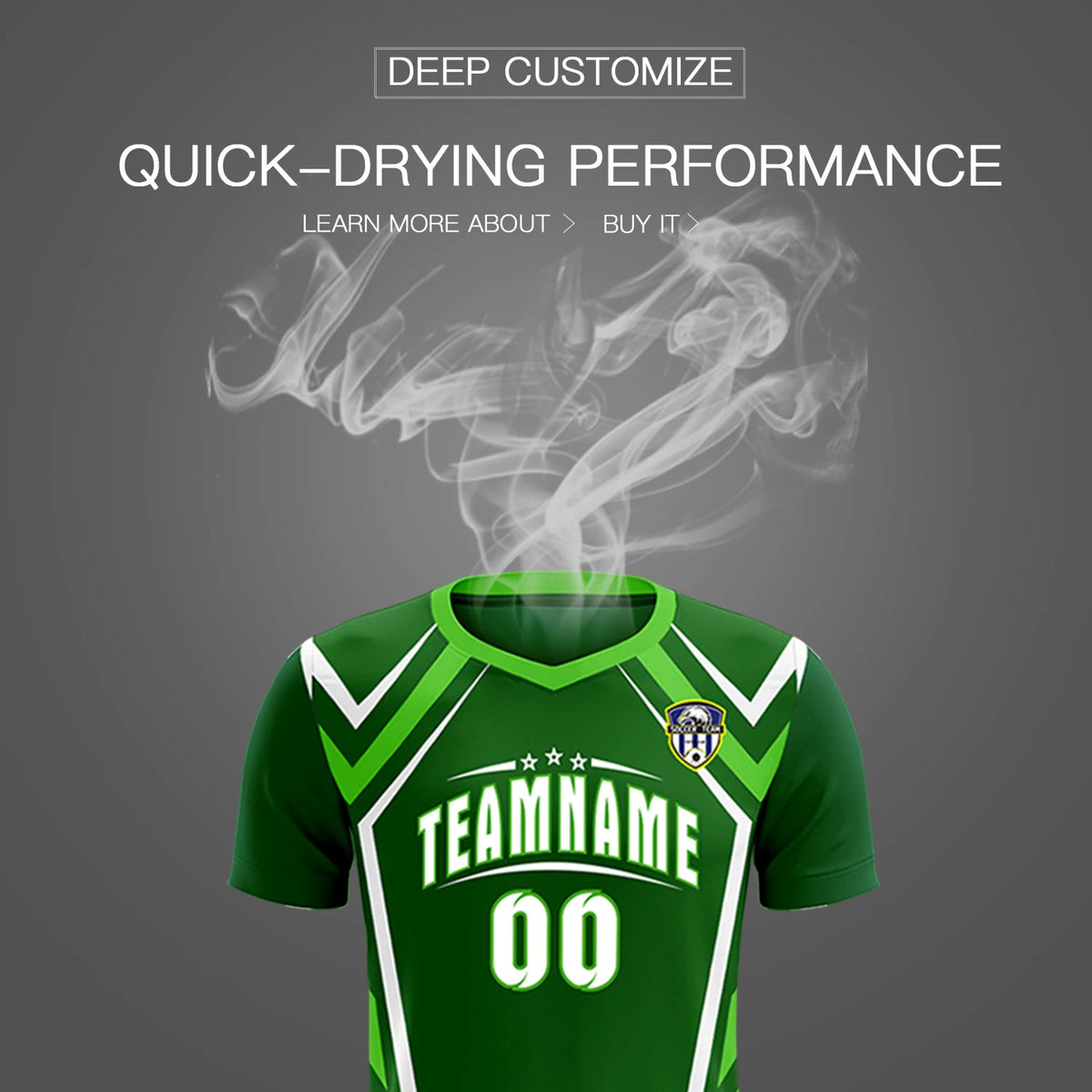 Custom Kelly Green White Geometric Training Uniform Soccer Sets Jersey