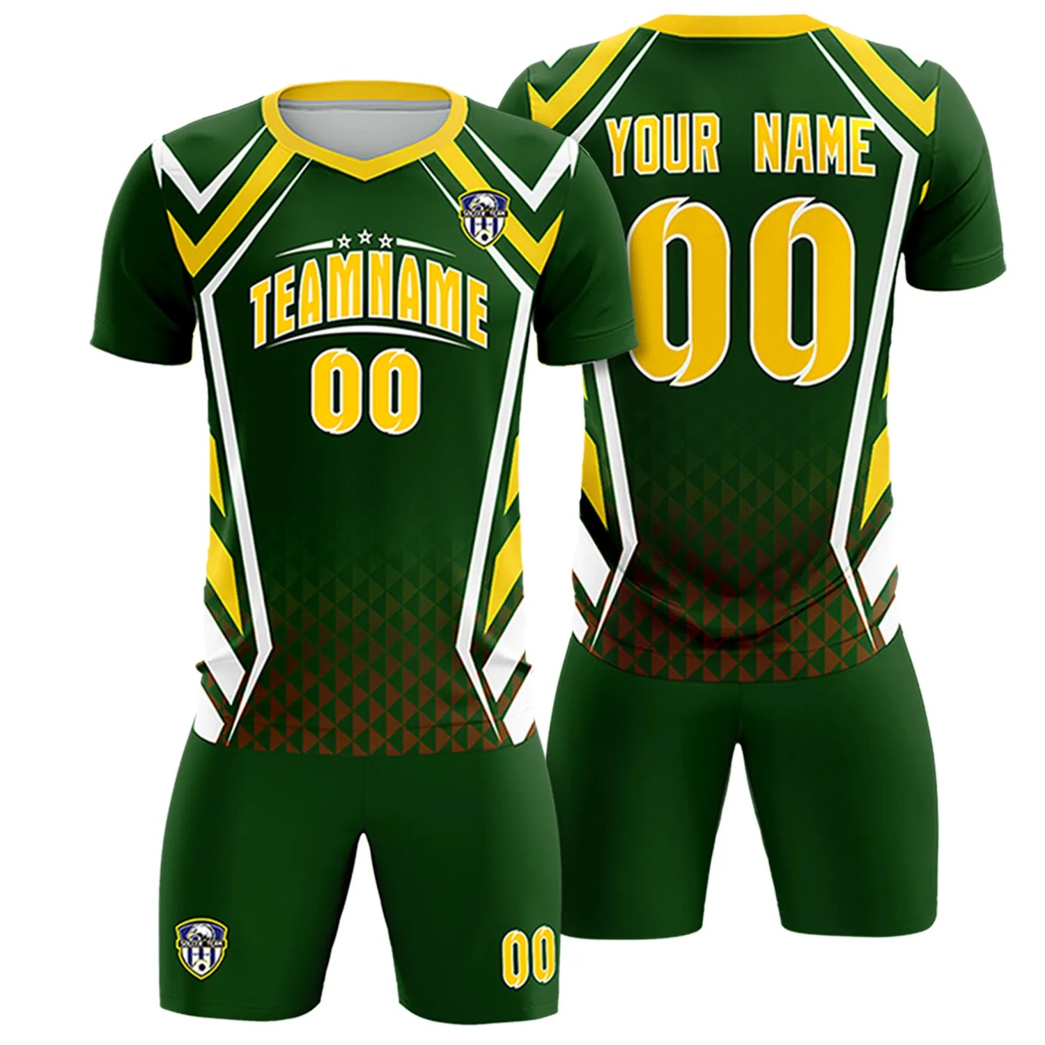 Custom Green White Geometric Training Uniform Soccer Sets Jersey
