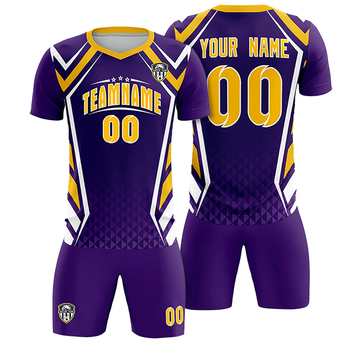 Custom Purple White Geometric Training Uniform Soccer Sets Jersey