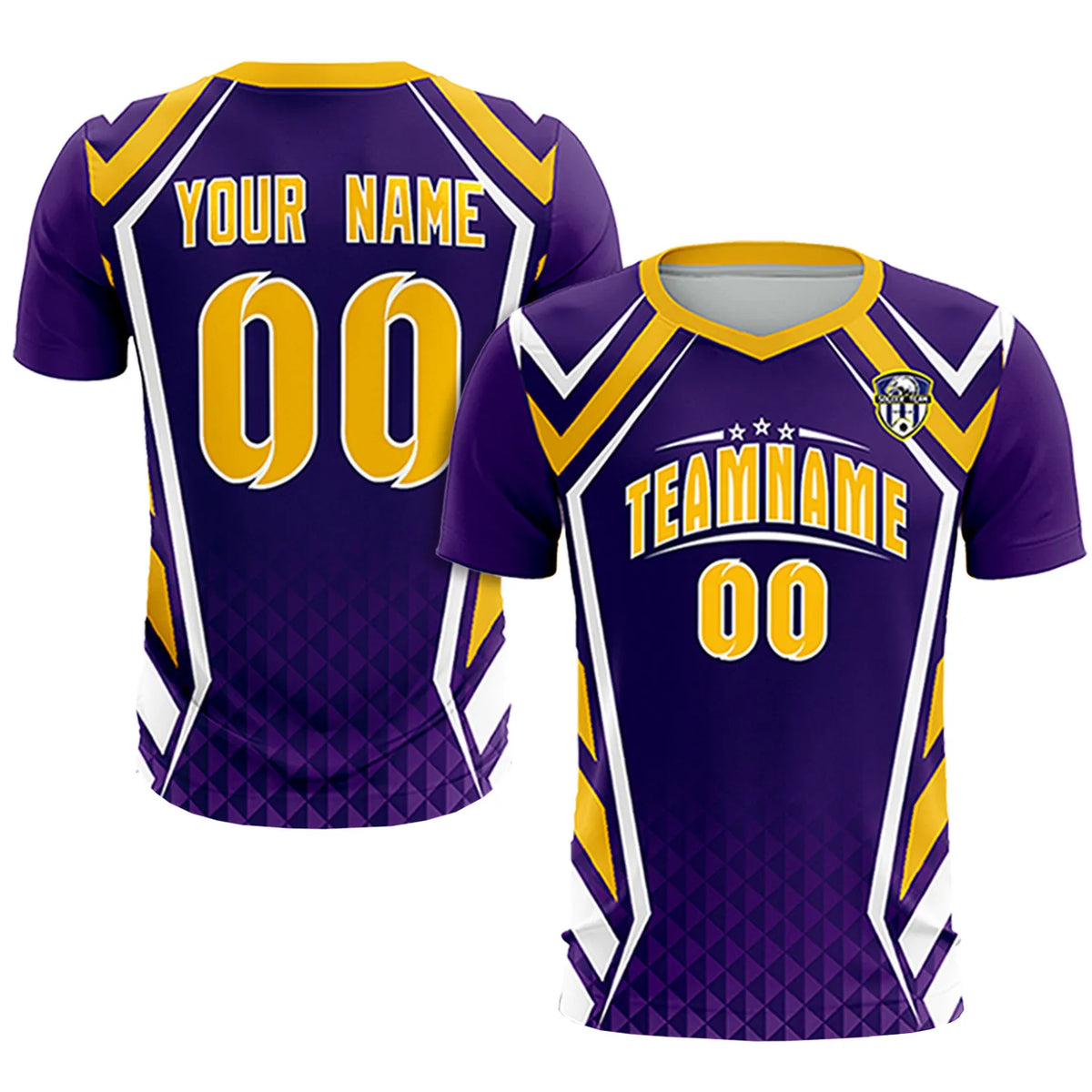 Custom Purple White Geometric Training Uniform Soccer Sets Jersey