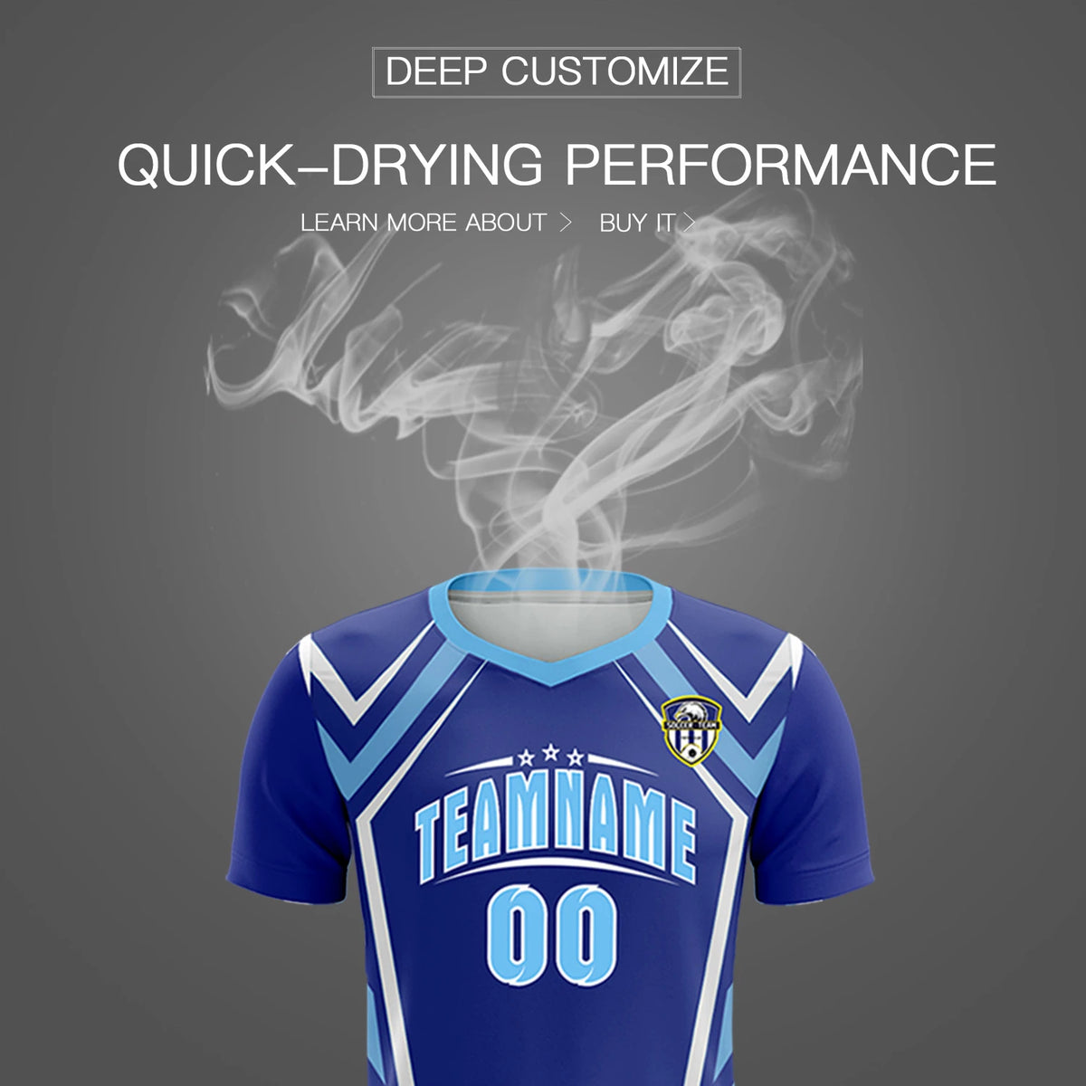 Custom Royal Blue White Geometric Training Uniform Soccer Sets Jersey