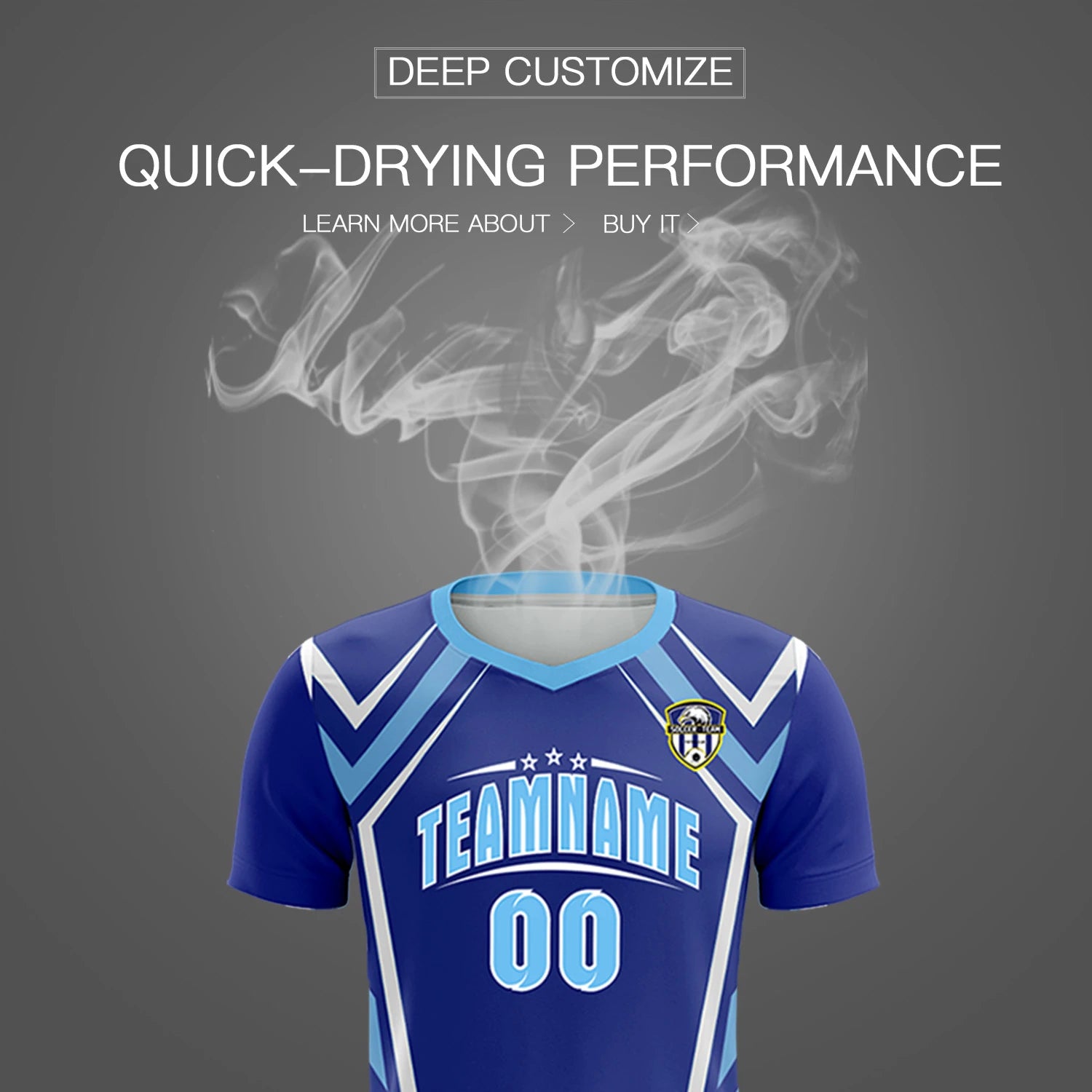 Custom Royal Blue White Geometric Training Uniform Soccer Sets Jersey