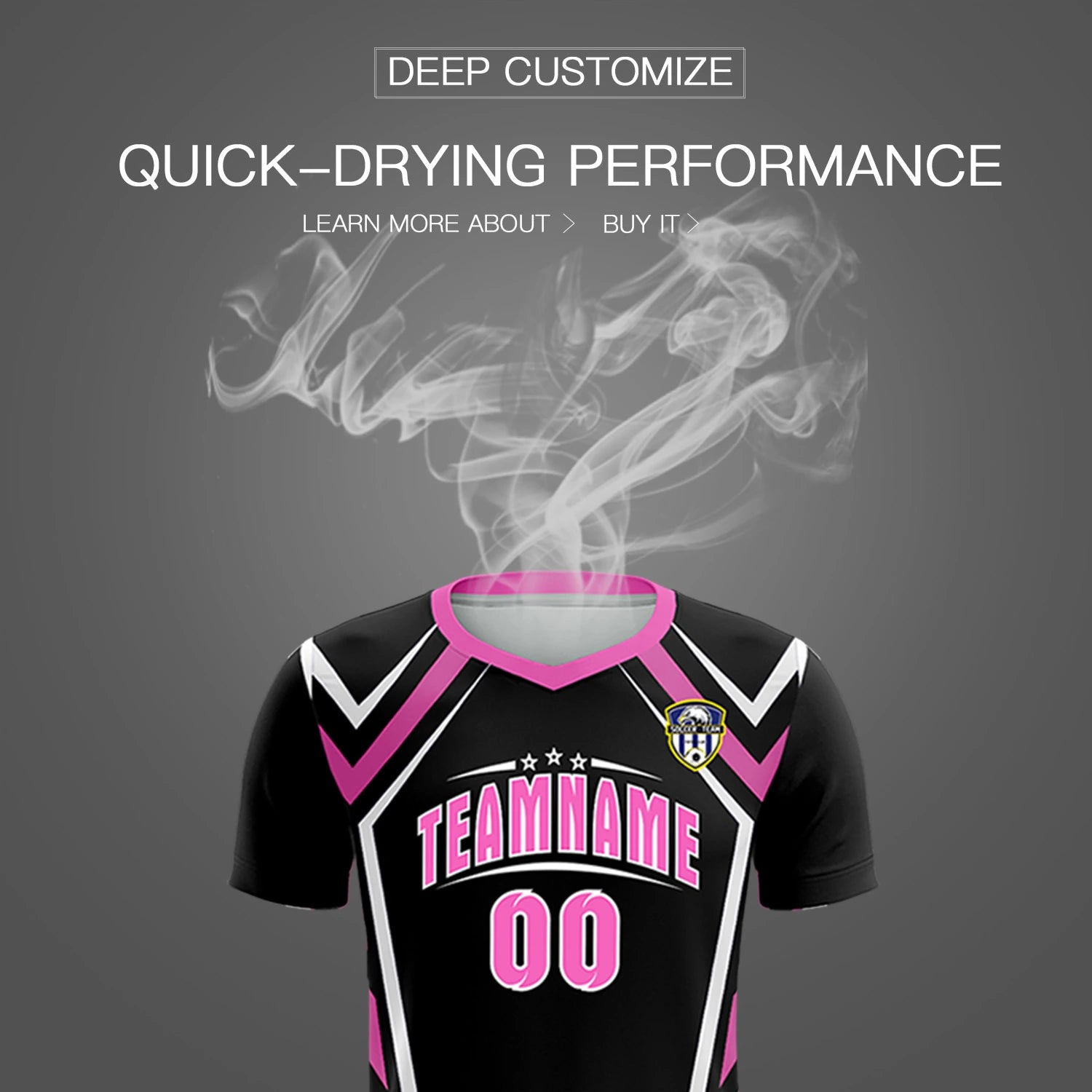 Custom Black Pink Geometric Training Uniform Soccer Sets Jersey