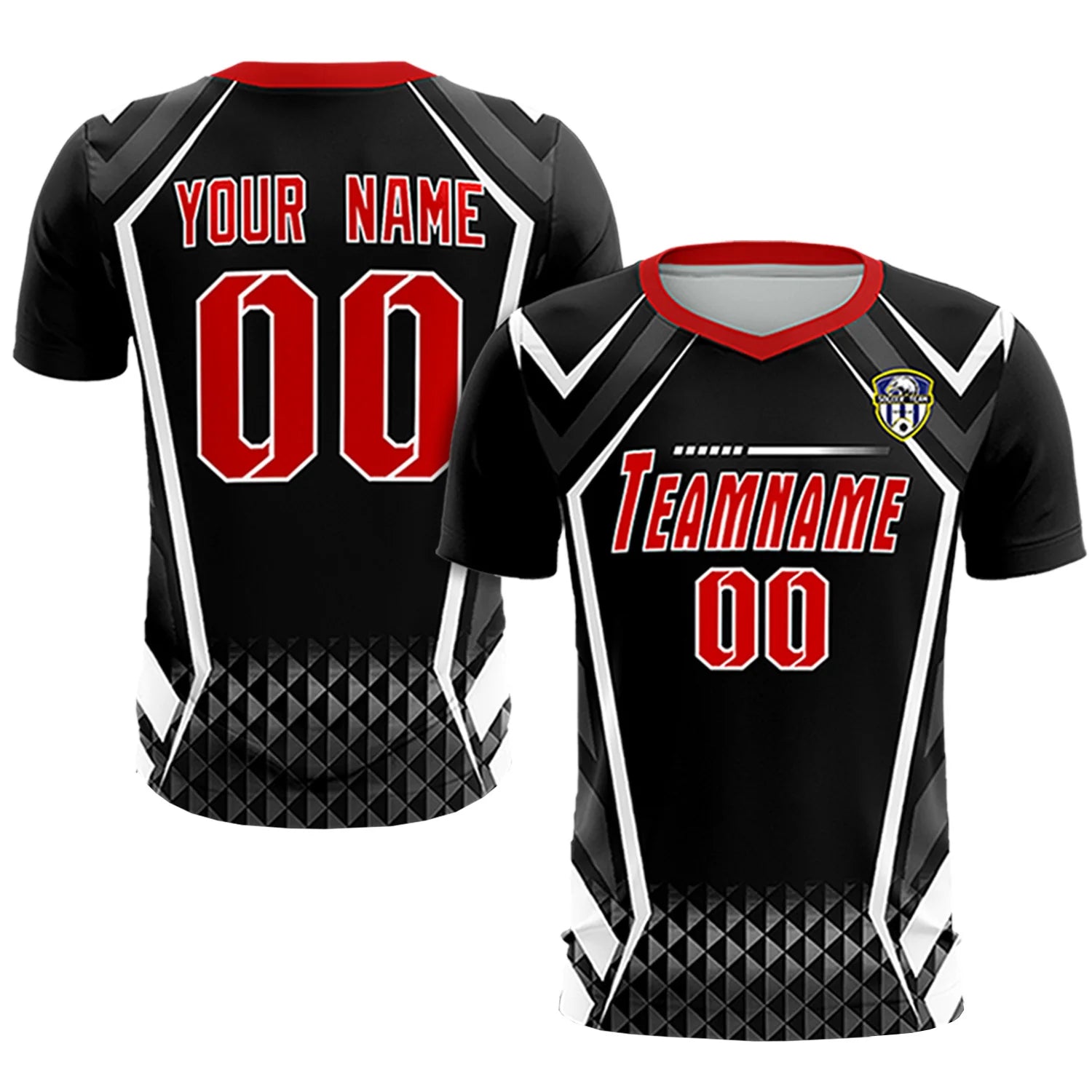 Custom Black White Geometric Training Uniform Soccer Sets Jersey