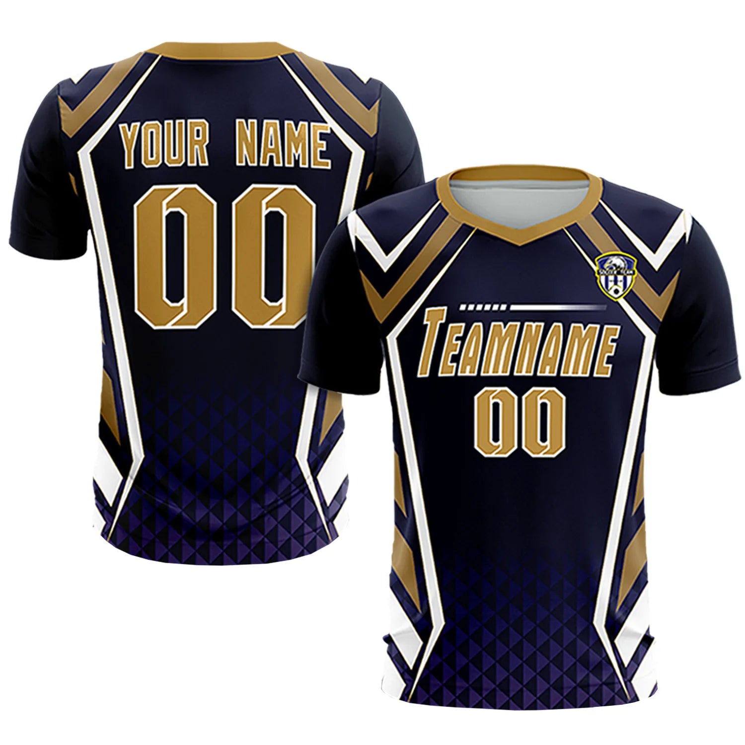 Custom Navy White Geometric Training Uniform Soccer Sets Jersey