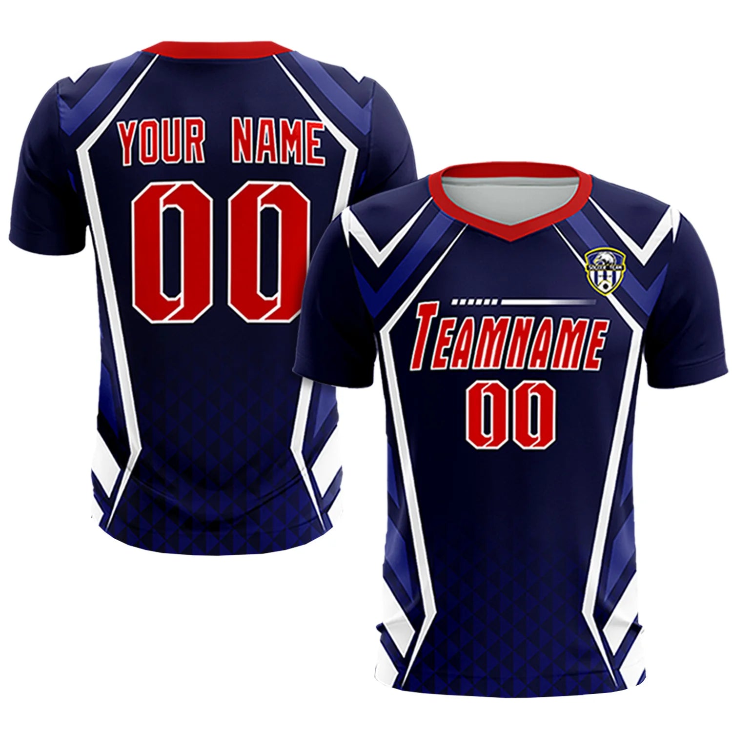 Custom Navy White Geometric Training Uniform Soccer Sets Jersey
