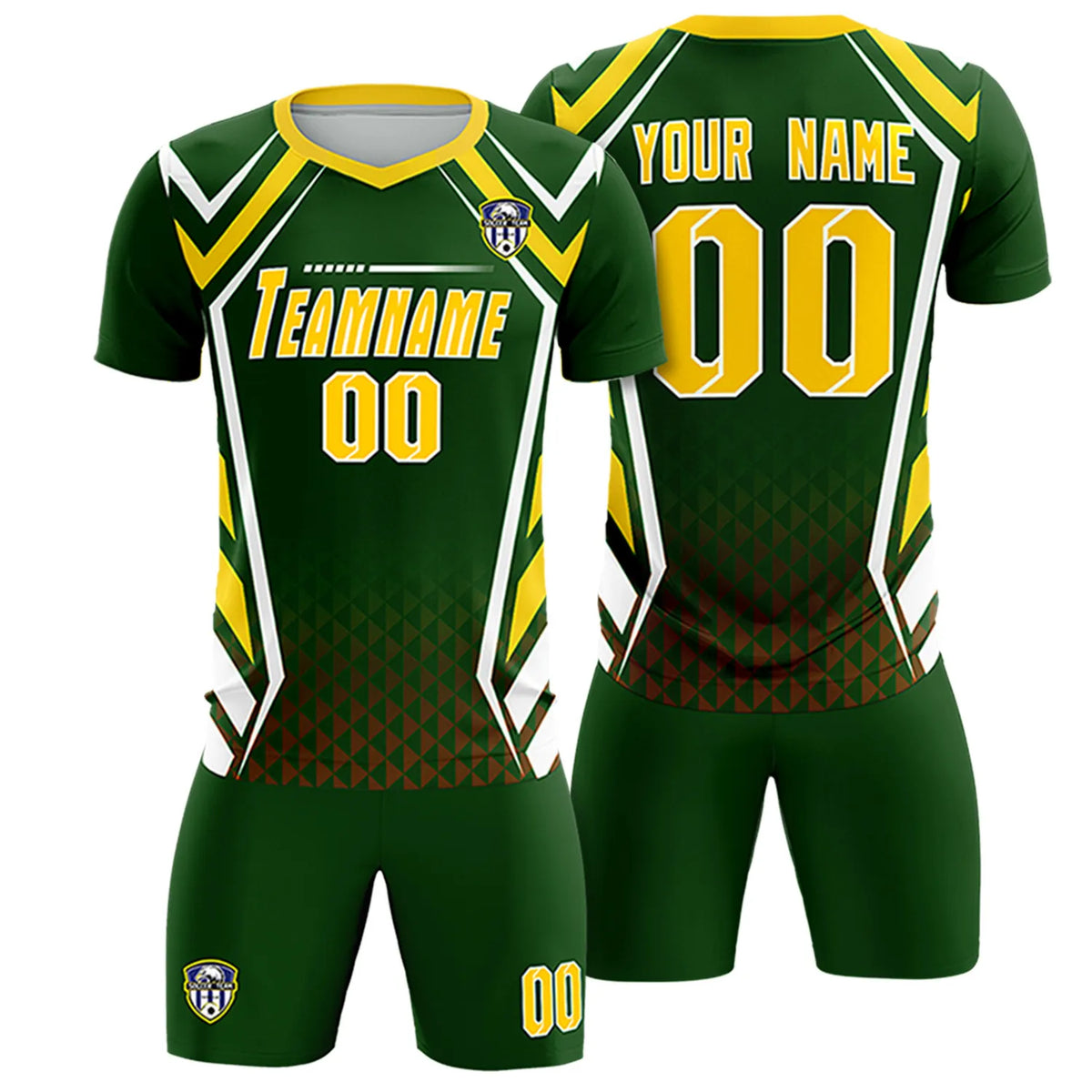 Custom Green White Geometric Training Uniform Soccer Sets Jersey