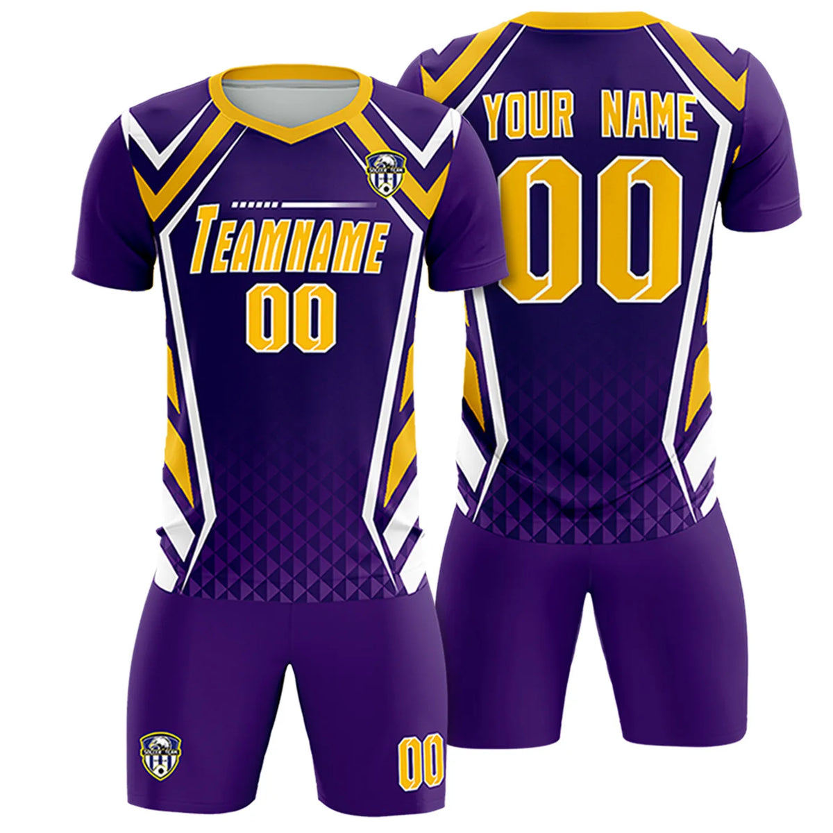 Custom Purple White Geometric Training Uniform Soccer Sets Jersey