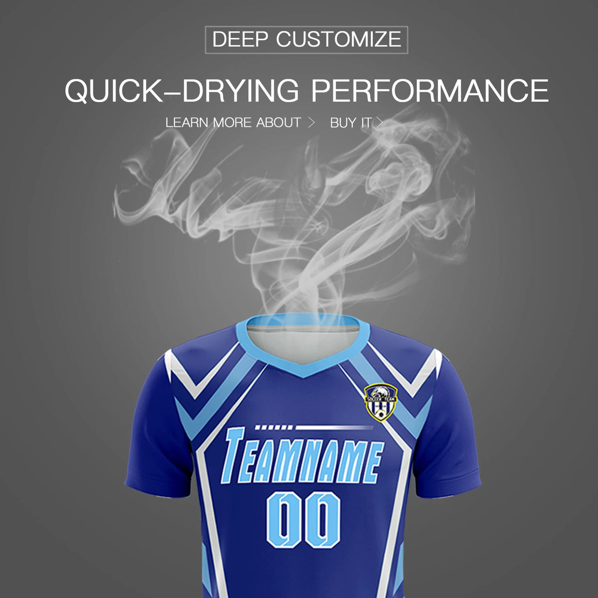 Custom Royal Blue White Geometric Training Uniform Soccer Sets Jersey