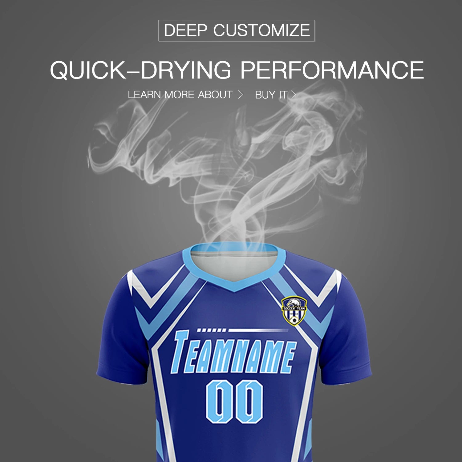 Custom Royal Blue White Geometric Training Uniform Soccer Sets Jersey