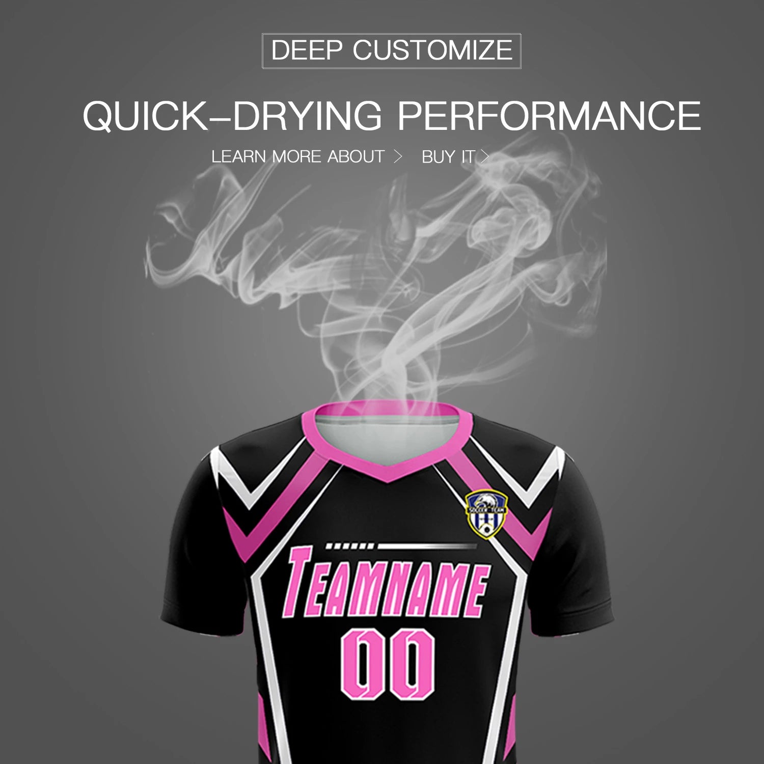 Custom Black Pink Geometric Training Uniform Soccer Sets Jersey