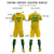 Custom Gold Green Shoulder Stripes Sport Soccer Sets Jersey