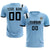 Custom Light Blue Black Shoulder Stripes Sport Soccer Sets Jersey