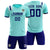 Custom Bright Green Navy Shoulder Stripes Sport Soccer Sets Jersey