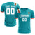 Custom Aqua White Shoulder Stripes Sport Soccer Sets Jersey