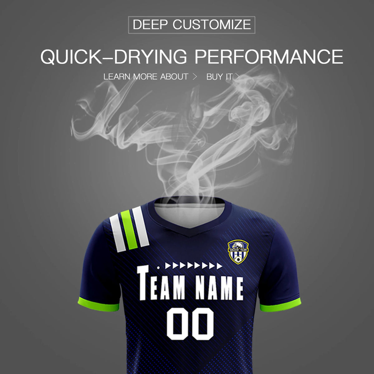 Custom Navy White Shoulder Stripes Sport Soccer Sets Jersey