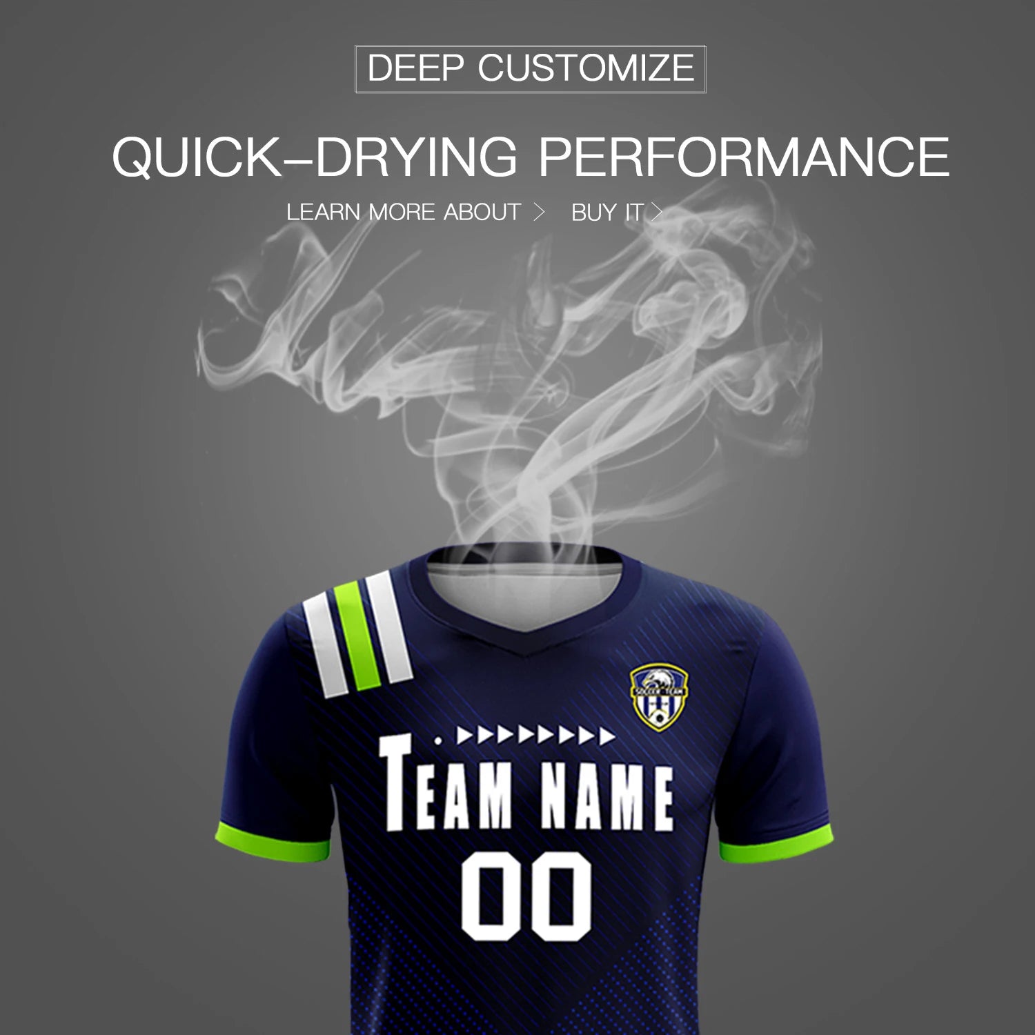 Custom Navy White Shoulder Stripes Sport Soccer Sets Jersey