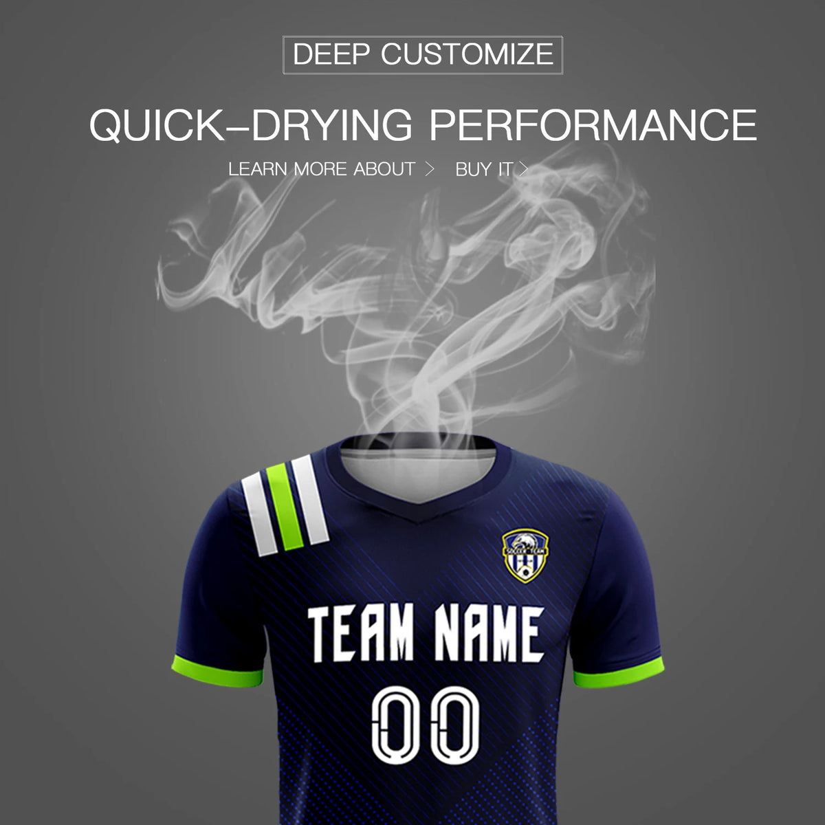 Custom Navy White Shoulder Stripes Sport Soccer Sets Jersey