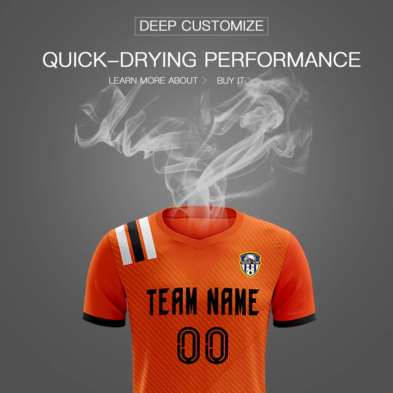 Custom Orange Black Shoulder Stripes Sport Soccer Sets Jersey