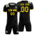 Custom Black Gold Shoulder Stripes Sport Soccer Sets Jersey