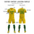 Custom Gold Green Shoulder Stripes Sport Soccer Sets Jersey