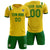 Custom Gold Green Shoulder Stripes Sport Soccer Sets Jersey