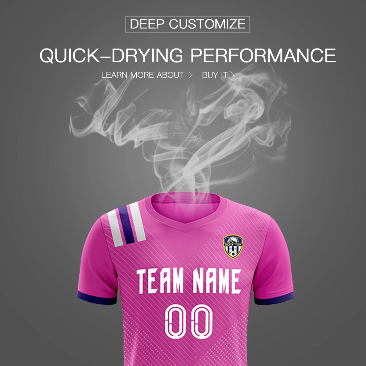 Custom Pink White Shoulder Stripes Sport Soccer Sets Jersey