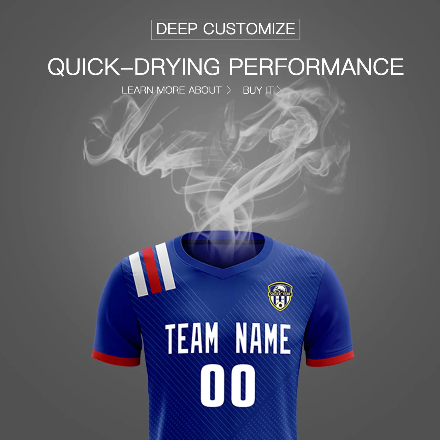 Custom Royal Blue White Shoulder Stripes Sport Soccer Sets Jersey