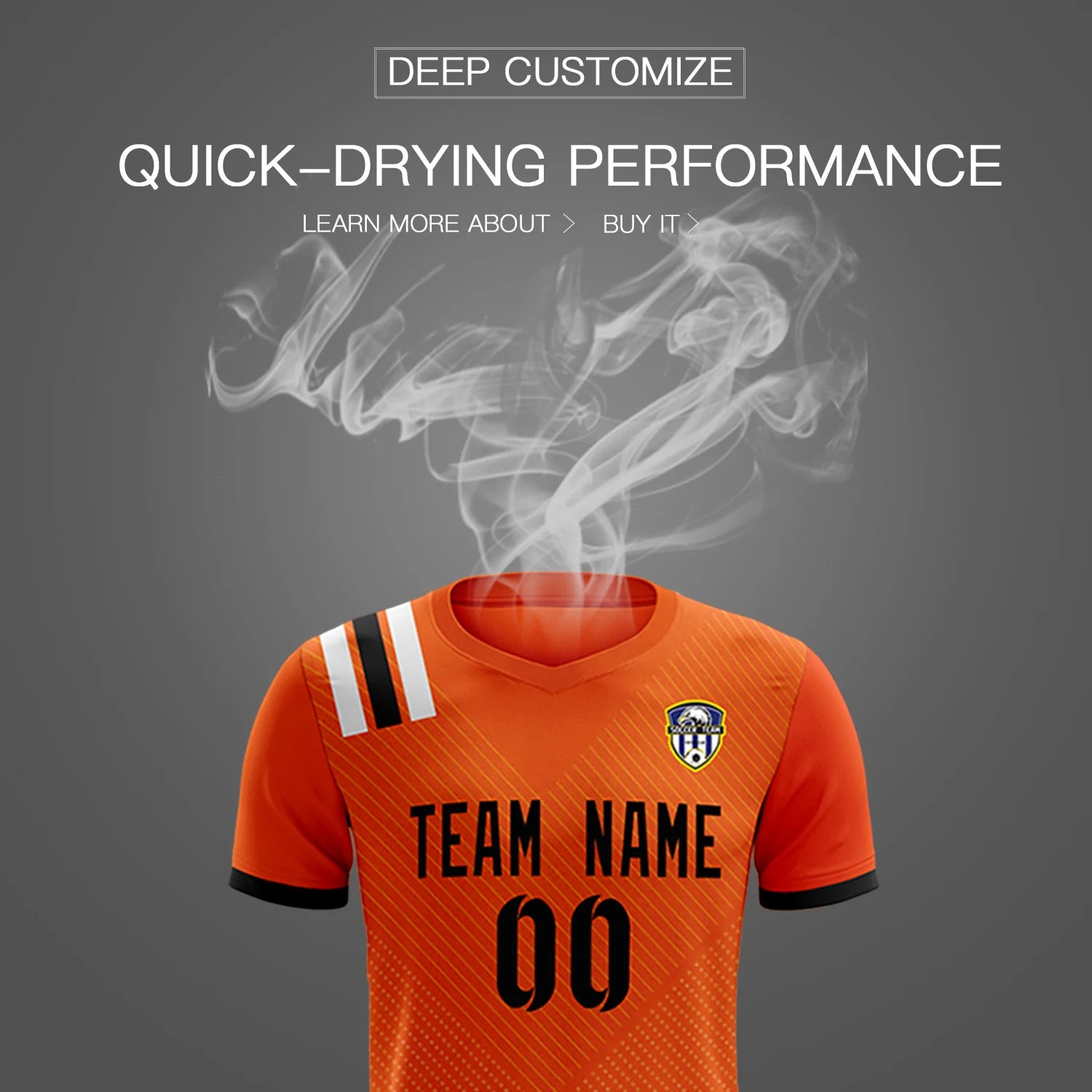 Custom Orange Black Shoulder Stripes Sport Soccer Sets Jersey