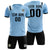 Custom Light Blue Black Shoulder Stripes Sport Soccer Sets Jersey