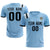 Custom Light Blue Black Shoulder Stripes Sport Soccer Sets Jersey