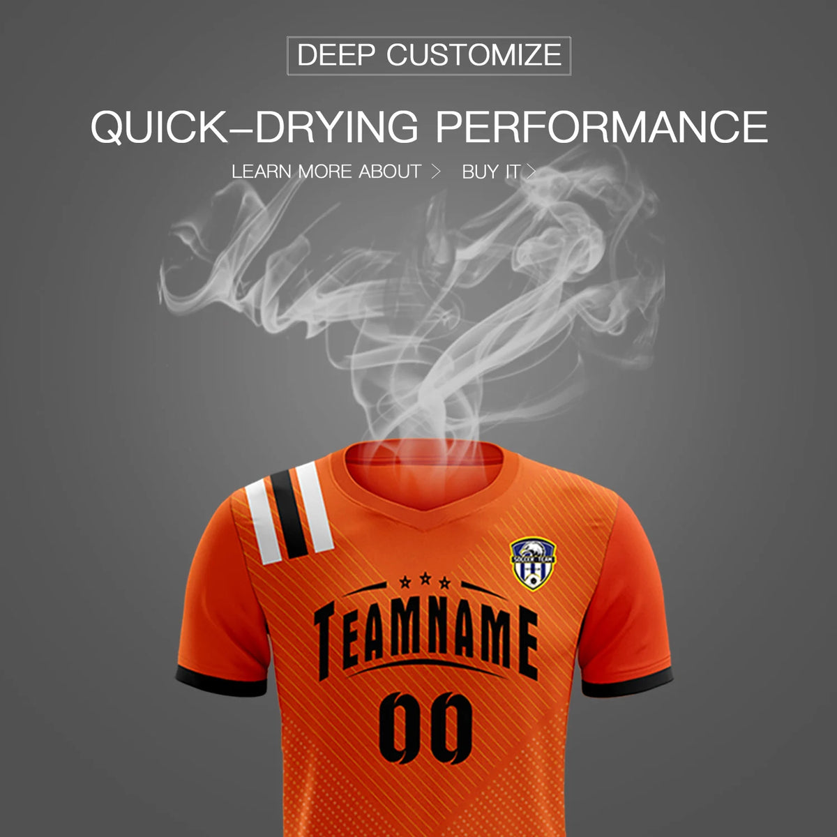 Custom Orange Black Shoulder Stripes Sport Soccer Sets Jersey