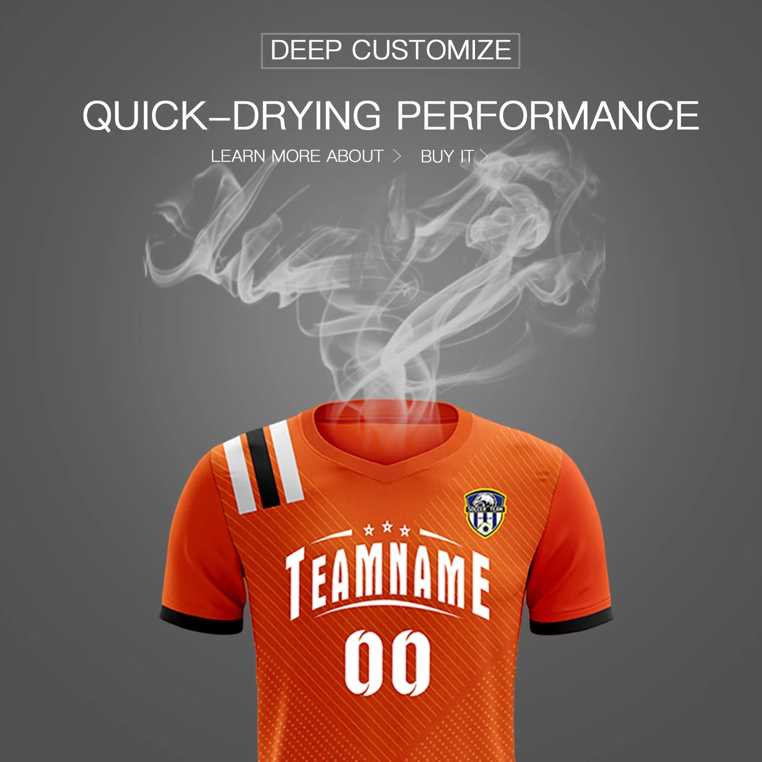 Custom Orange Black Shoulder Stripes Sport Soccer Sets Jersey