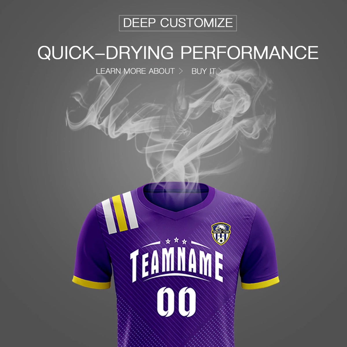 Custom Purple White Shoulder Stripes Sport Soccer Sets Jersey