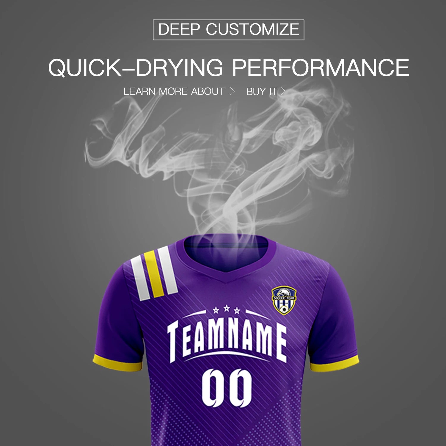 Custom Purple White Shoulder Stripes Sport Soccer Sets Jersey