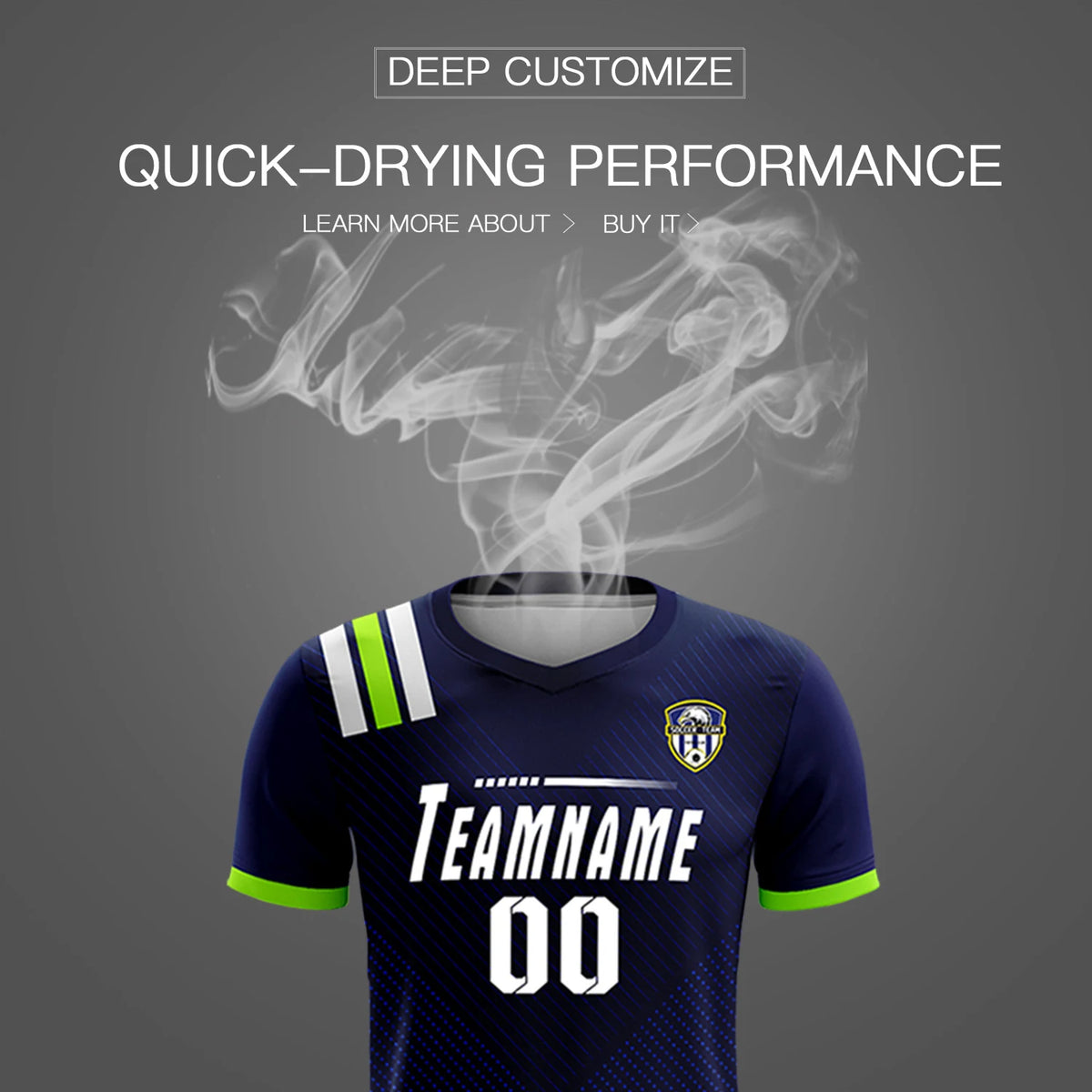 Custom Navy White Shoulder Stripes Sport Soccer Sets Jersey