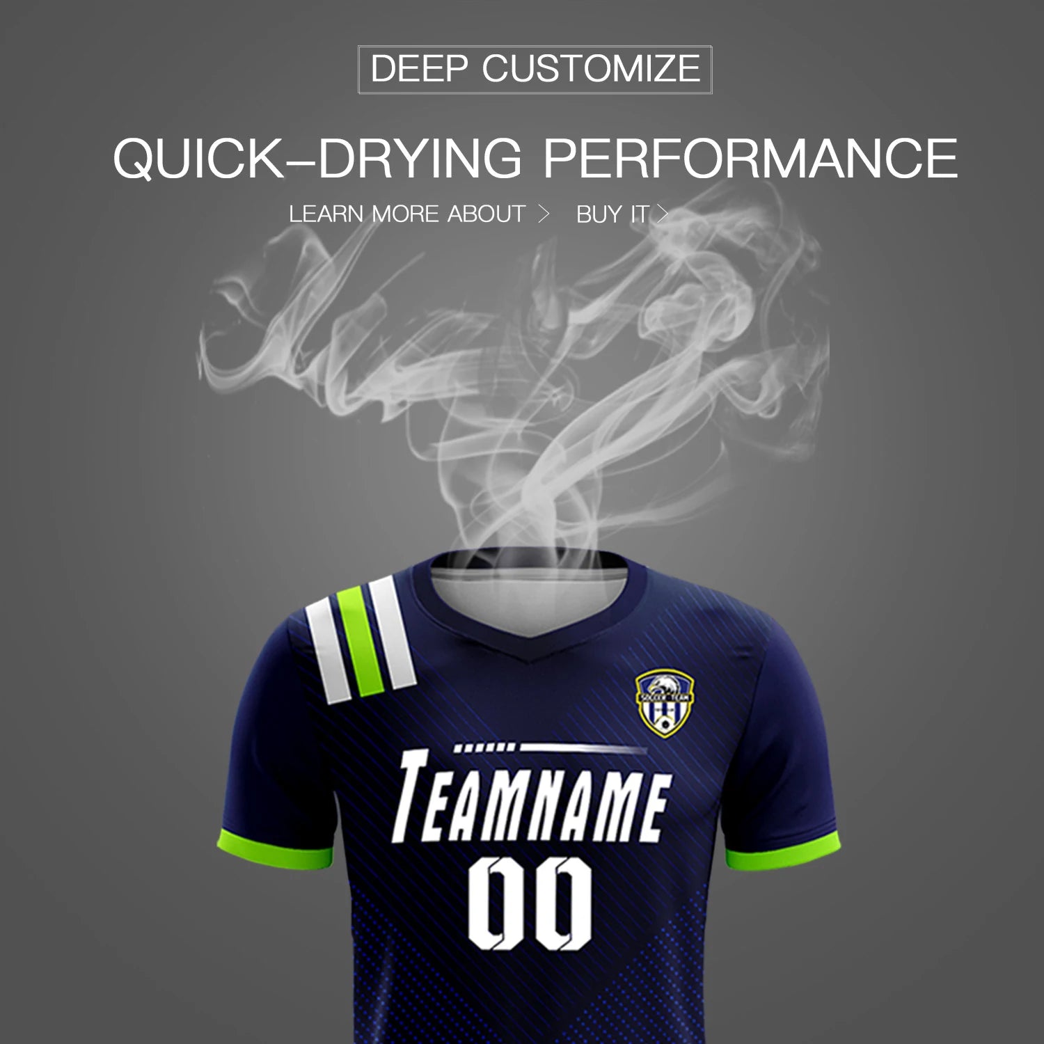 Custom Navy White Shoulder Stripes Sport Soccer Sets Jersey