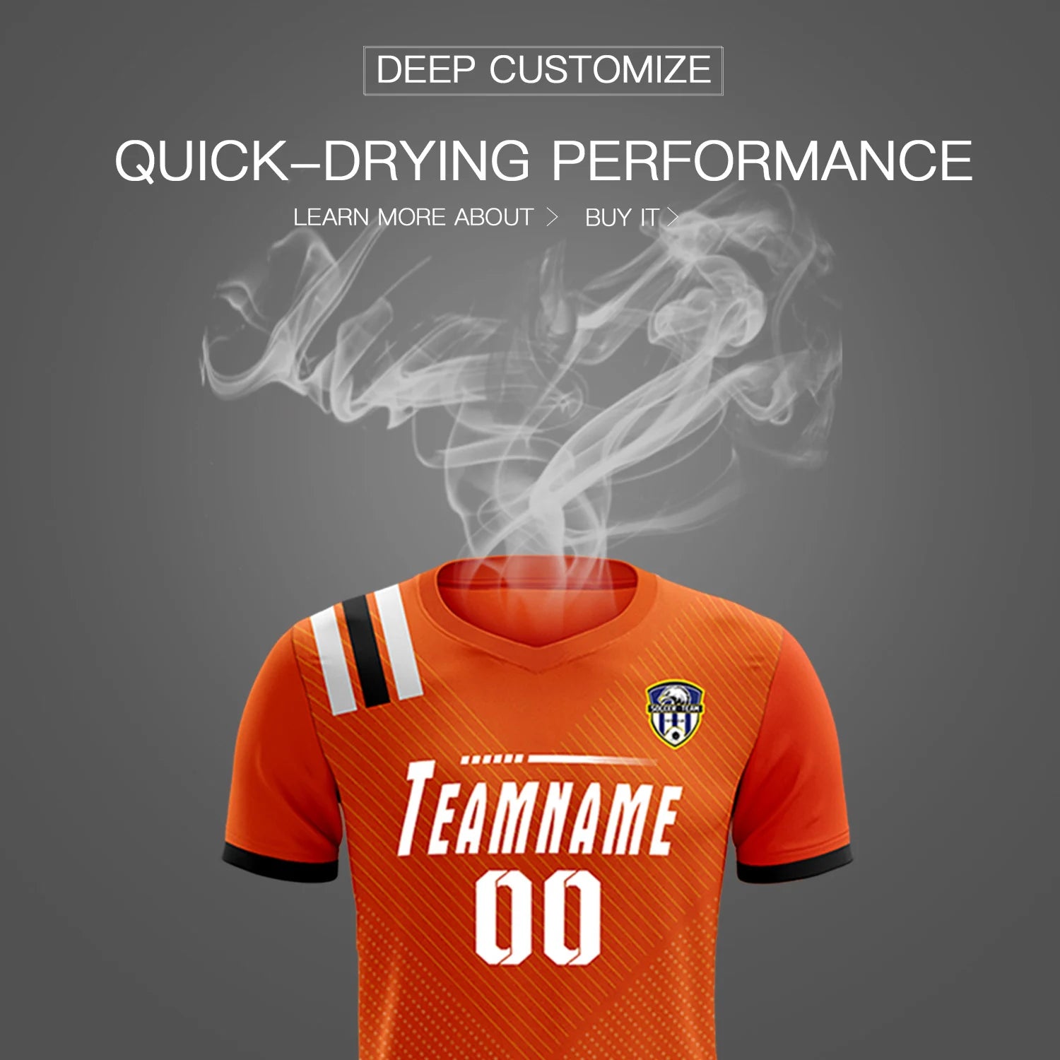 Custom Orange Black Shoulder Stripes Sport Soccer Sets Jersey