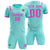 Custom Bright Green Pink Shoulder Stripes Sport Soccer Sets Jersey