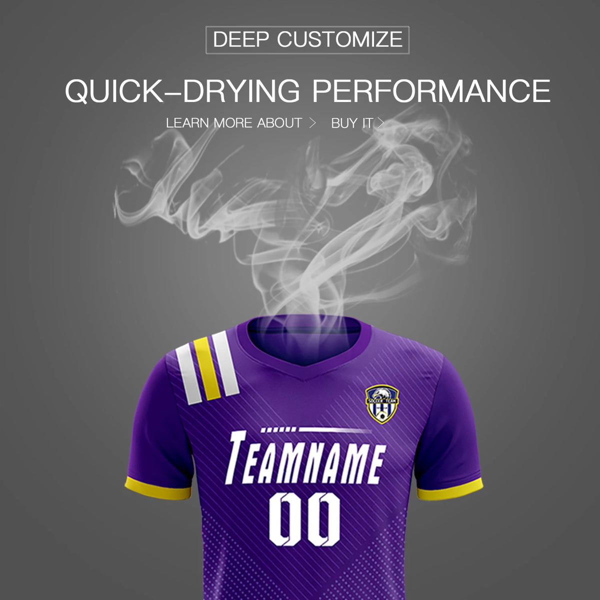 Custom Purple White Shoulder Stripes Sport Soccer Sets Jersey