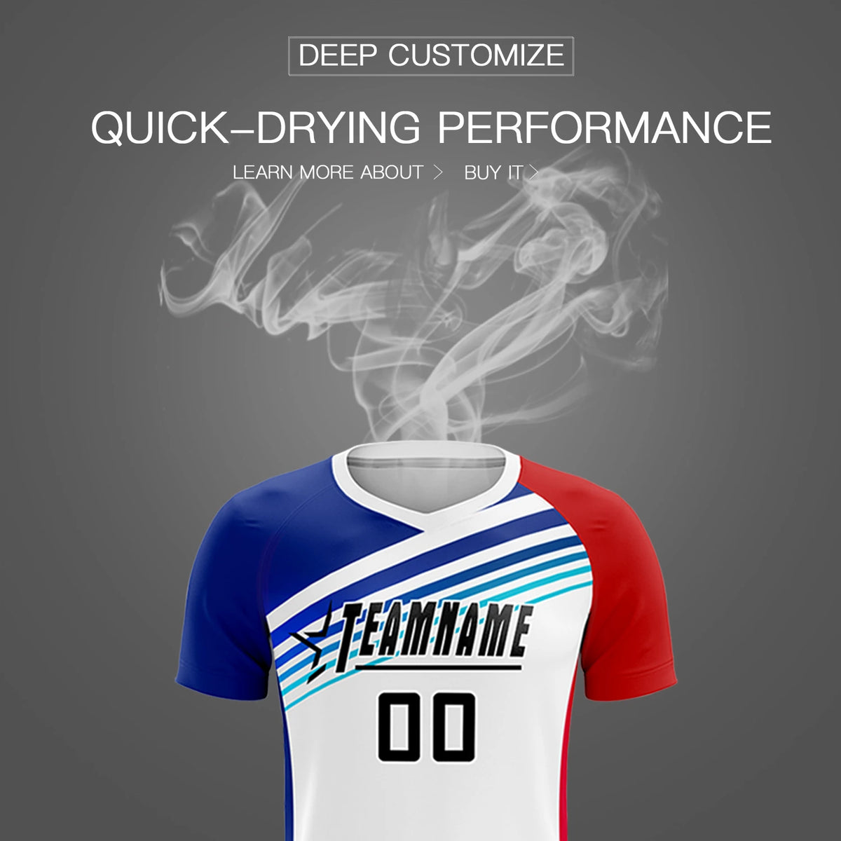 Custom White Royal Blue-Red Gradient Sport Soccer Sets Jersey