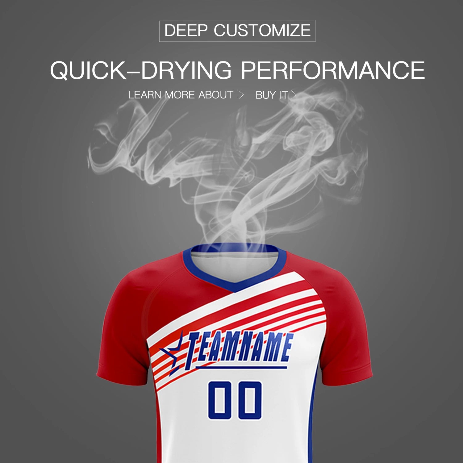 Custom White Red-Royal Blue Gradient Sport Soccer Sets Jersey