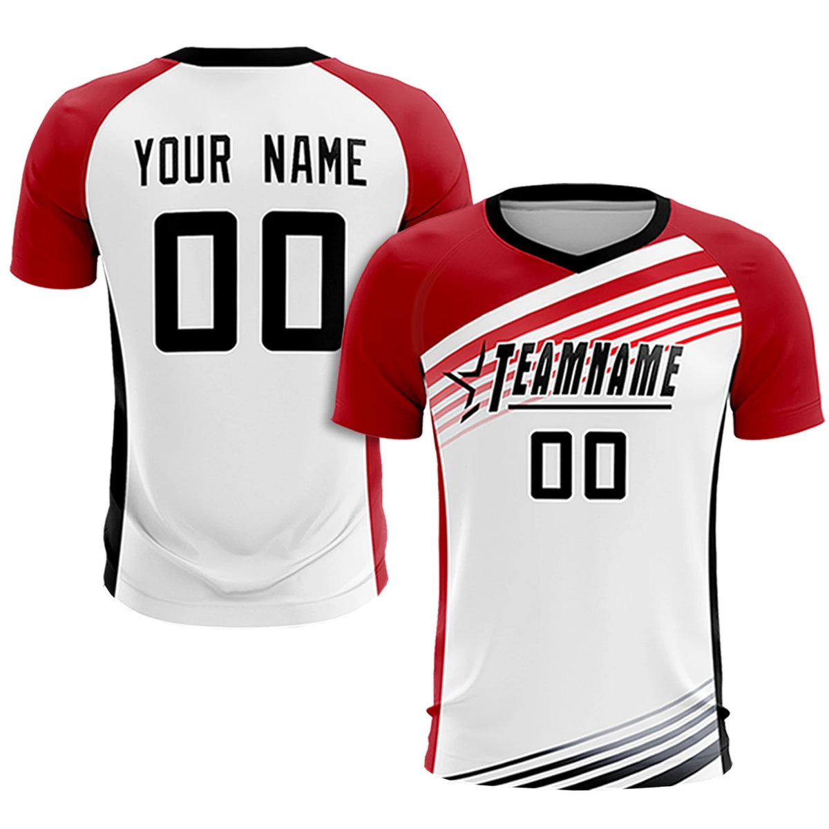 Custom White Red-Black Gradient Sport Soccer Sets Jersey