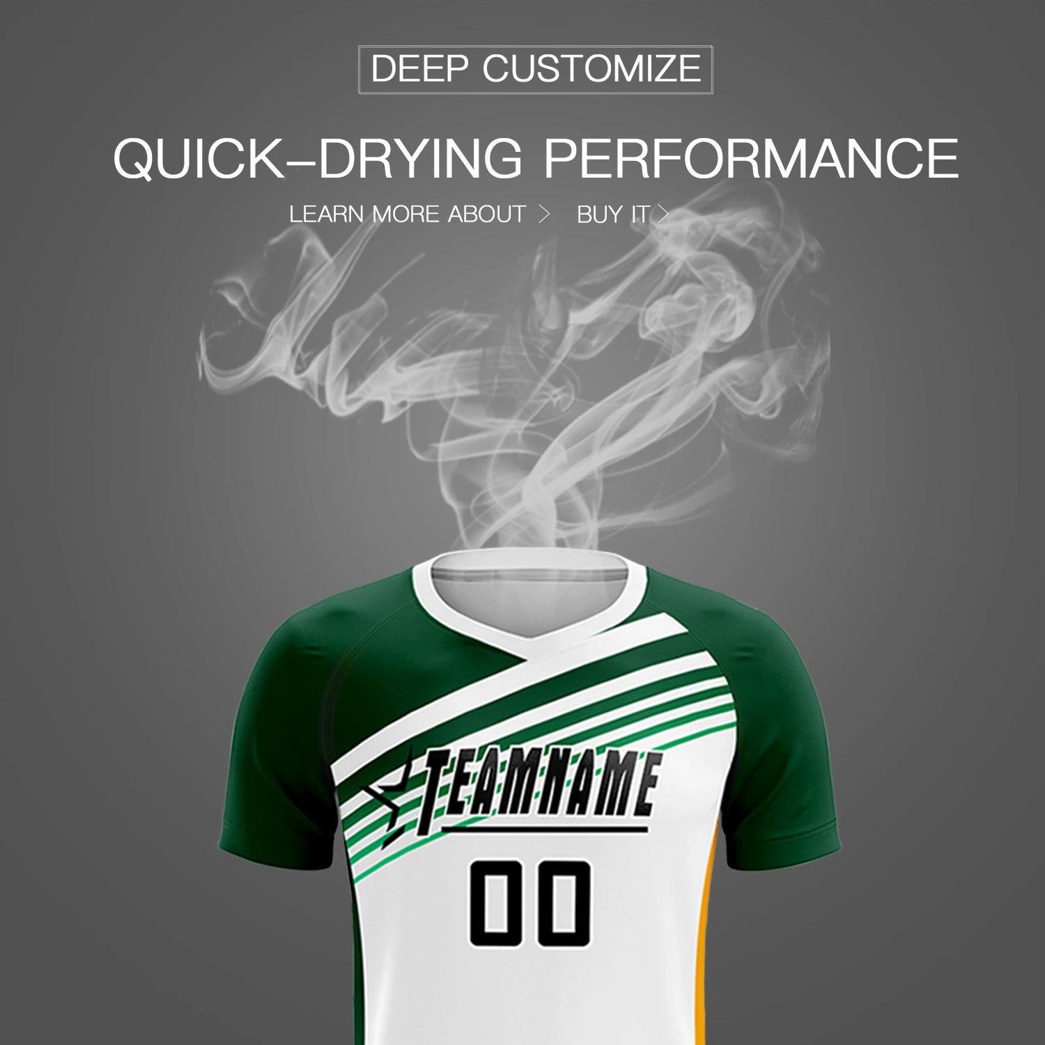 Custom White Green-Black Gradient Sport Soccer Sets Jersey