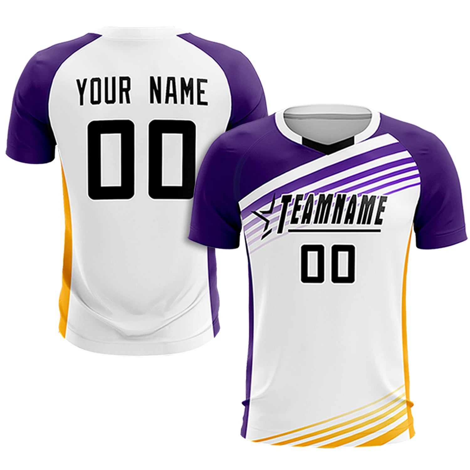 Custom White Purple-Black Gradient Sport Soccer Sets Jersey