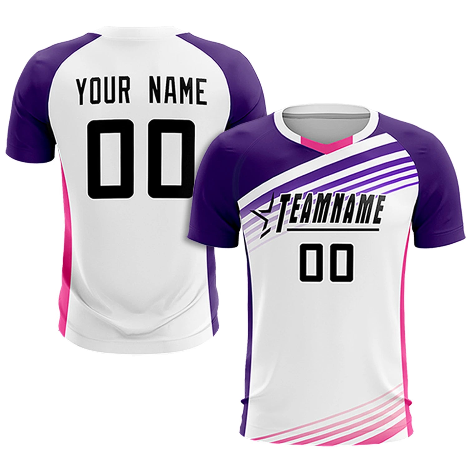 Custom White Purple-Black Gradient Sport Soccer Sets Jersey