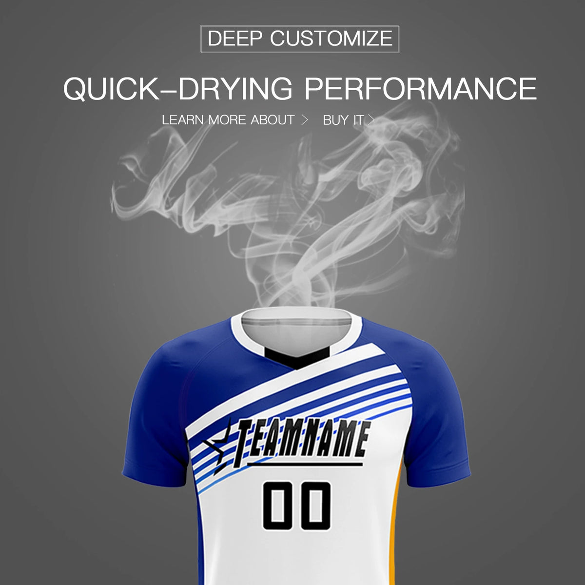 Custom White Royal Blue-Black Gradient Sport Soccer Sets Jersey