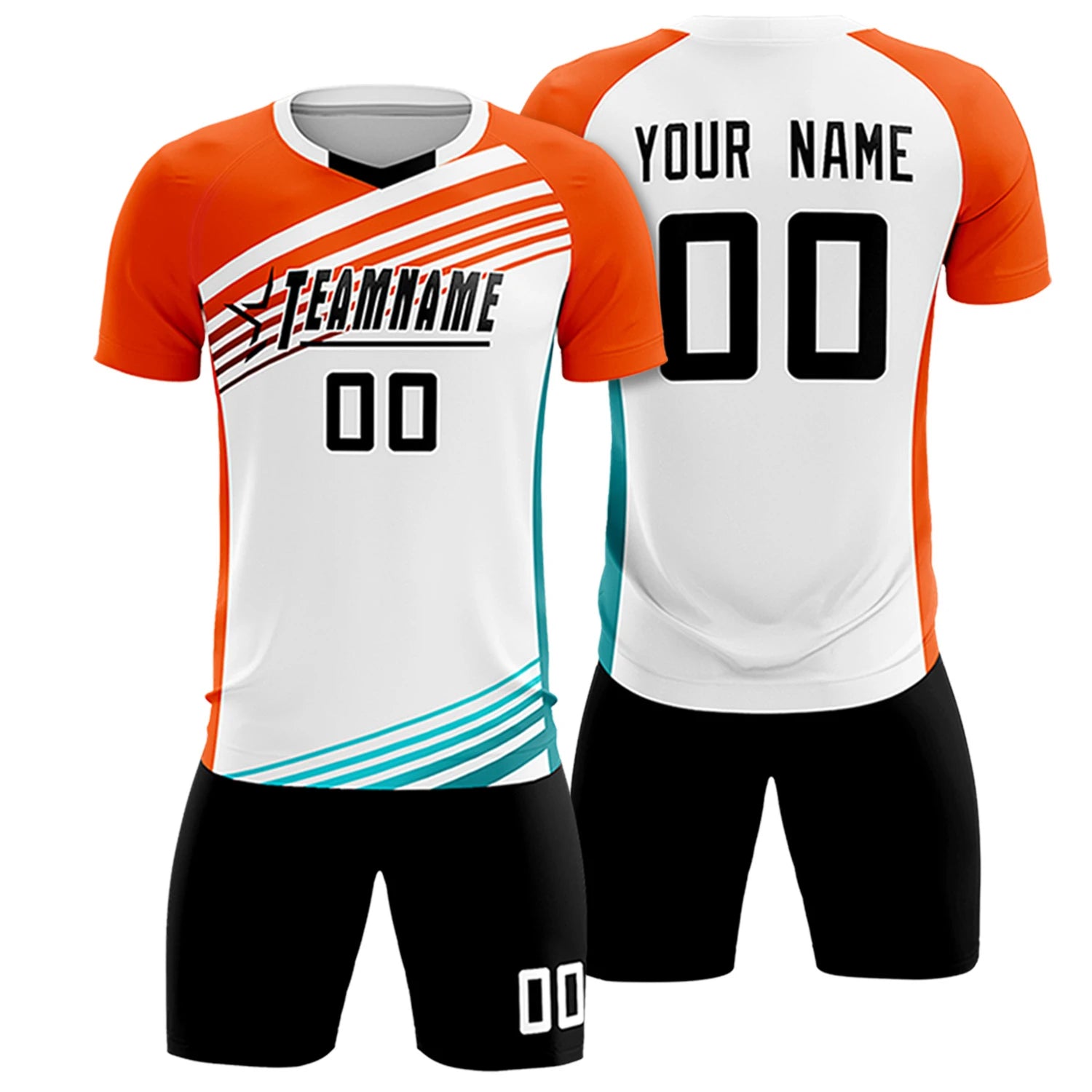 Custom White Orange-Black Gradient Sport Soccer Sets Jersey
