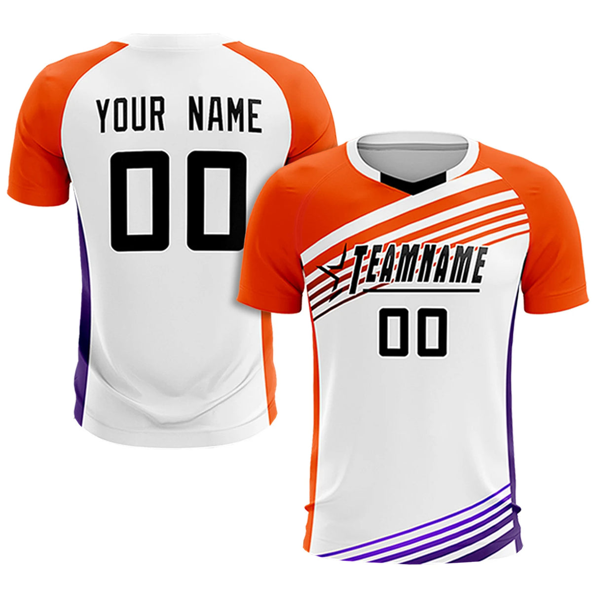 Custom White Orange-Black Gradient Sport Soccer Sets Jersey