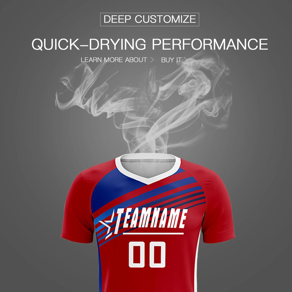 Custom Red Royal Blue-White Gradient Sport Soccer Sets Jersey